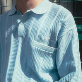 SHADOW STRIPE KNIT POLO LS 詳細画像