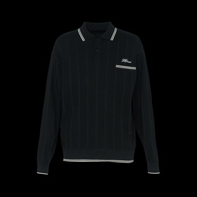 SHADOW STRIPE KNIT POLO LS 詳細画像