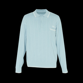 SHADOW STRIPE KNIT POLO LS 詳細画像