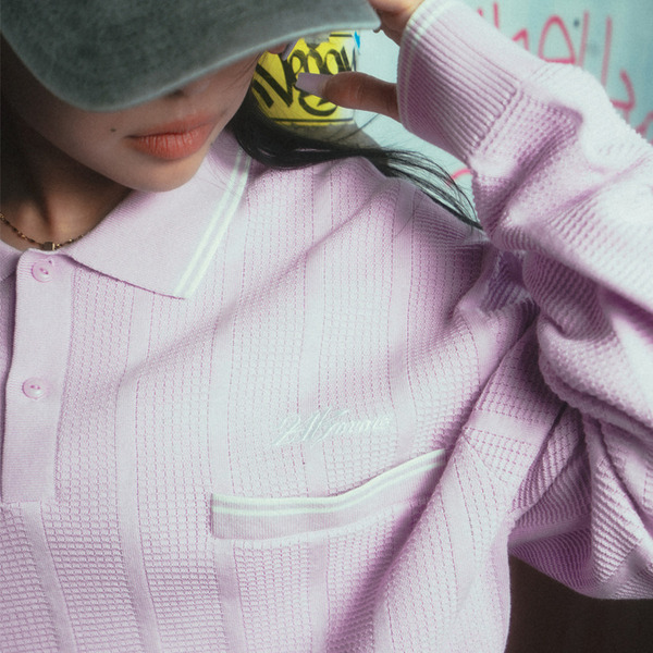 SHADOW STRIPE KNIT POLO LS 詳細画像 Blue 10