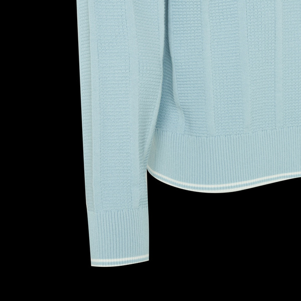 SHADOW STRIPE KNIT POLO LS 詳細画像 Blue 3