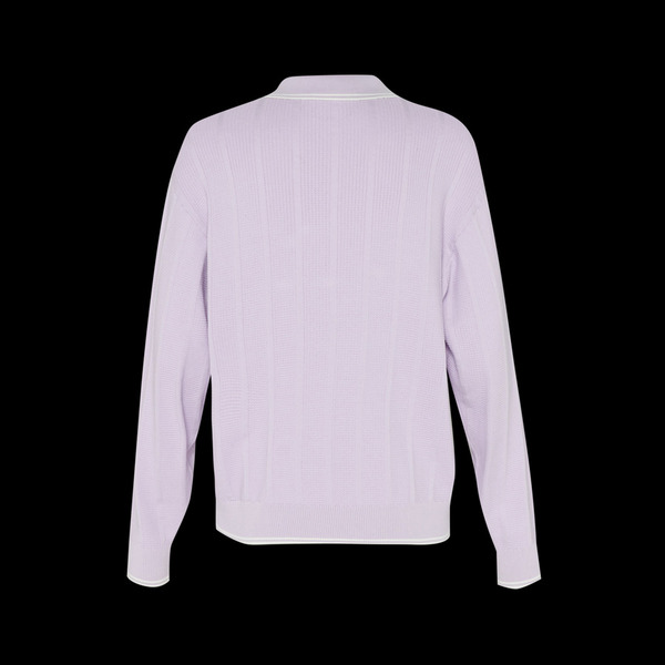 SHADOW STRIPE KNIT POLO LS 詳細画像 Blue 4