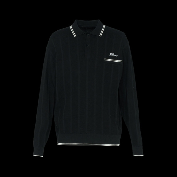 SHADOW STRIPE KNIT POLO LS