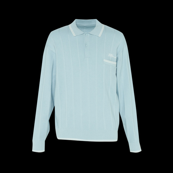 SHADOW STRIPE KNIT POLO LS