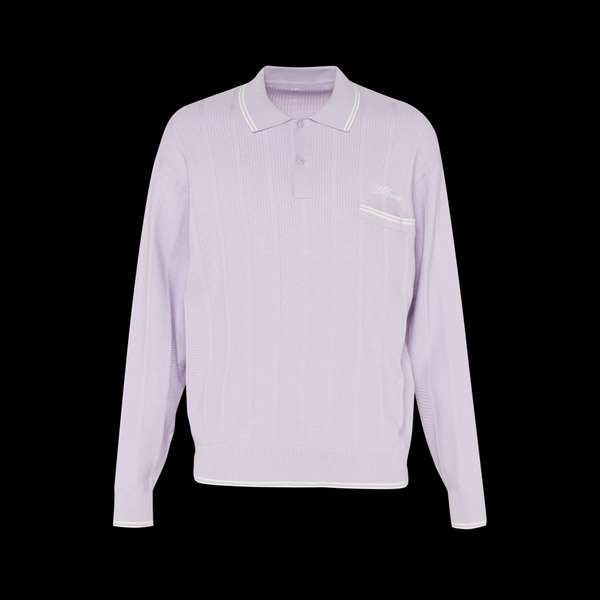 SHADOW STRIPE KNIT POLO LS