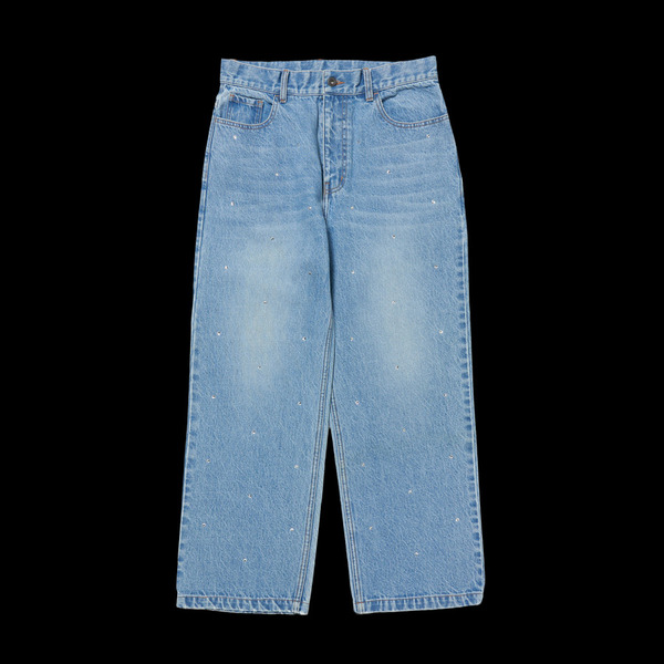 RHINESTONE DENIM BAGGY PANTS 詳細画像 Blue 1